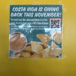 Costa Vida - Promo we were charged for.... After we liked followed and shared.