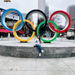Centennial Olympic Park - Olympic rings (my second Olympic rings photo - Paris last year around this time!)