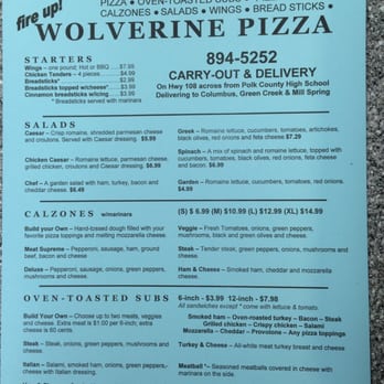 Wolverine Pizza - Front of menu - Pizza Near Me - Columbus, North Carolina Wolverine Pizza - Front of menu - Pizza Near Me - Columbus, North Carolina