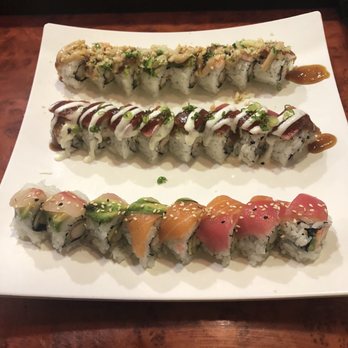 Shogun Sushi - Thai Peanut roll ( on top ), Ichiban roll ? , Rainbow roll ( on bottom ). - Sushi Bars Near Me - Boise, Idaho Shogun Sushi - Thai Peanut roll ( on top ), Ichiban roll ? , Rainbow roll ( on bottom ). - Sushi Bars Near Me - Boise, Idaho