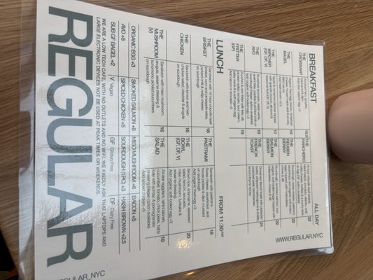 Menu photo 2 Regular New York, NY Menu photo 2 Regular New York, NY