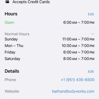 Bath & Body Works - Inaccurate information store is not open at 6 am on Friday completely a waste of my time and others - Cosmetics & Beauty Supply Near Me - Perris, California