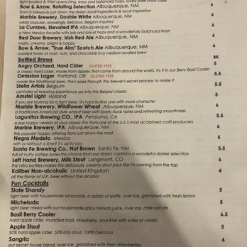Bow & Arrow Brewing - Menu - Breweries Near Me - Albuquerque, New Mexico