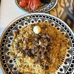 OSH Restaurant & Grill - Osh - Uzbek Pilav with Achichuk - tomato salad