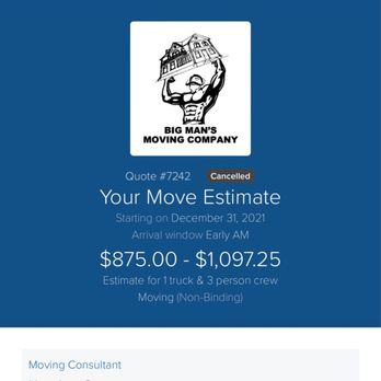 Big Man's Moving Company - No exact prices given - Movers Near Me - Clearwater, Florida Big Man's Moving Company - No exact prices given - Movers Near Me - Clearwater, Florida