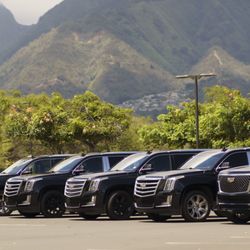 Maui Town Car - Maui Town Car's beautiful ESCALADES against our stunning West Maui Mountains!