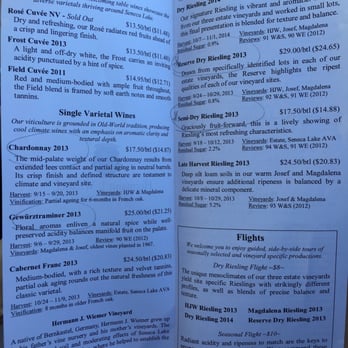 Hermann J. Wiemer Vineyard - Tasting menu $5 for 5 - I circled the ones I love. Try them out! - Wineries Near Me - Dundee, New York Hermann J. Wiemer Vineyard - Tasting menu $5 for 5 - I circled the ones I love. Try them out! - Wineries Near Me - Dundee, New York