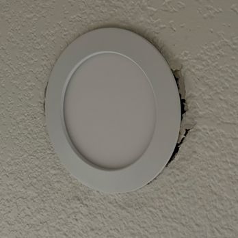 Kirby Electric - Light is slipping and drywall is cracking overtime. The install person was overly aggressive using a file to widen the hole. - Electricians Near Me - Clayton, California Kirby Electric - Light is slipping and drywall is cracking overtime. The install person was overly aggressive using a file to widen the hole. - Electricians Near Me - Clayton, California