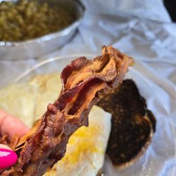Elli’s Backyard - Burnt stuck together bacon