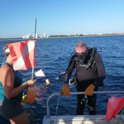 SunStar Aquatic Services - On the dive platform, ready to enter the water.