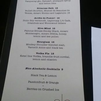 Alo Restaurant - Cocktail menu and nonalcoholic options - Bars Near Me - Toronto, Ontario