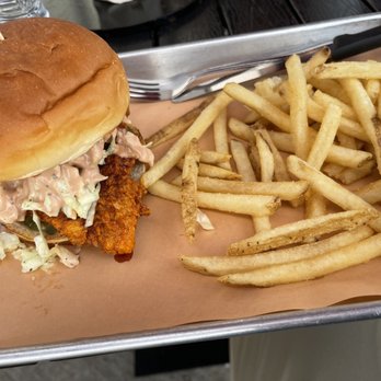 The Cookshack - AMF chicken sandwich with Dragon fries - Chicken Shop Near Me - Houston, Texas