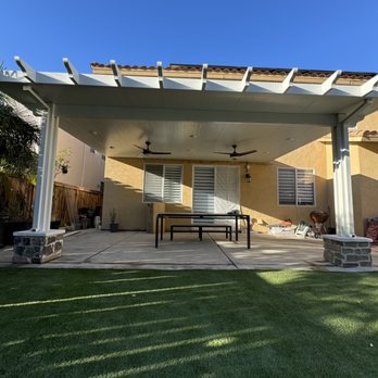 Sunny Builders Group - AFTER: New, bright, fully-covered patio with lighting and fans. - Landscaping Near Me - San Diego, California Sunny Builders Group - AFTER: New, bright, fully-covered patio with lighting and fans. - Landscaping Near Me - San Diego, California