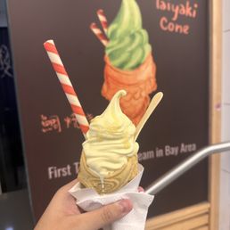 Mango taiyaki cone with honey drizzle Mango taiyaki cone with honey drizzle