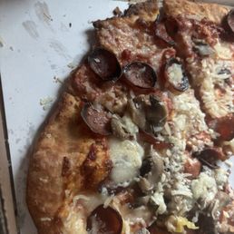 This photo has a thin crust pizza with a I tried to melt more cheese on it but it didn't work photo but I'm gonna give it to her anyways This photo has a thin crust pizza with a I tried to melt more cheese on it but it didn't work photo but I'm gonna give it to her anyways