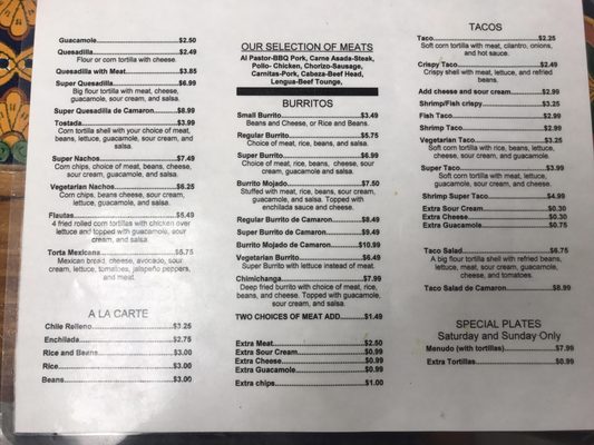 Menu photo 4 Alejandro's Taqueria Fairfield, CA