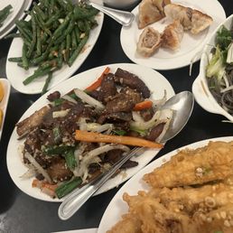 String Beans, Garlic Ribs, Fried Eggplant