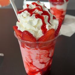 Magnolia’s Ice Cream & More - Strawberry bomb in the forefront and the strawberry lemon ice in the background!