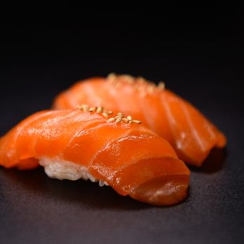 Yakumi - Salmon with truffle soy and sesame seeds - Sushi Bars Near Me - Burbank, California Yakumi - Salmon with truffle soy and sesame seeds - Sushi Bars Near Me - Burbank, California