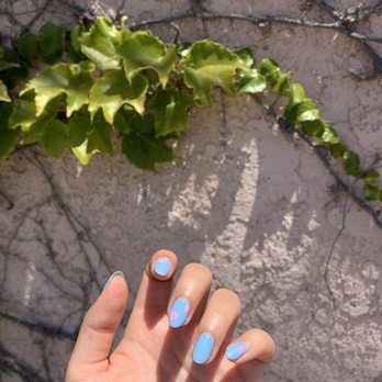 AP Nails - gel manicure with heart design - Nail Salons Near Me - Long Beach, California