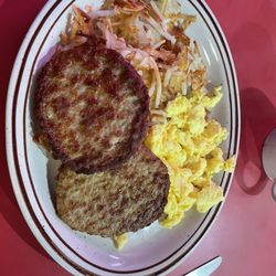 Rocks Anchor Grill - 2 egg, sausage patties, and hash browns.