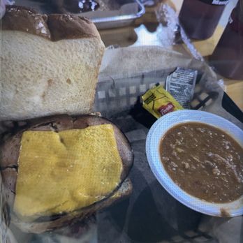 Smoke Friendly BBQ - The smoked bologna sandwich with Brunswick stew - Barbeque Near Me - Covington, Georgia