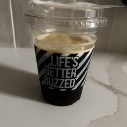 Terrible nitro with little to no foam, a burnt taste, and somehow still not a full cup after paying extra for no ice. Terrible nitro with little to no foam, a burnt taste, and somehow still not a full cup after paying extra for no ice.