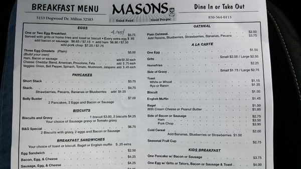 Menu photo 4 Masons Milton, FL Menu photo 4 Masons Milton, FL
