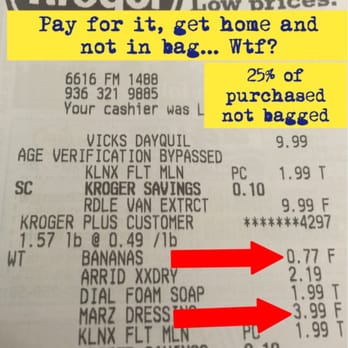 Kroger - Another WTF experience. Leah n Bagger useless. Checker prioritized getting her open soda from dry ice freezer and look what happened.. - Drugstores Near Me - Magnolia, Texas Kroger - Another WTF experience. Leah n Bagger useless. Checker prioritized getting her open soda from dry ice freezer and look what happened.. - Drugstores Near Me - Magnolia, Texas
