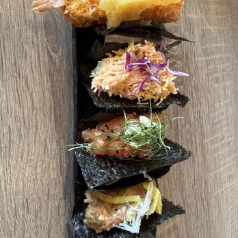 Domo Domo - Our not so favorite. The shrimp tempura with pineapple was the only one we really liked out of the 4. - Japanese Near Me - Ewa Beach, Hawaii Domo Domo - Our not so favorite. The shrimp tempura with pineapple was the only one we really liked out of the 4. - Japanese Near Me - Ewa Beach, Hawaii