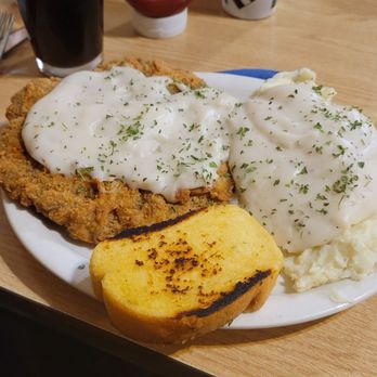 Double Barrel Saloon and Casino - Chicken Fried Steak, Mashed Potatoes and Country Gravy with a side of toast - Casinos Near Me - Fairview, Montana Double Barrel Saloon and Casino - Chicken Fried Steak, Mashed Potatoes and Country Gravy with a side of toast - Casinos Near Me - Fairview, Montana