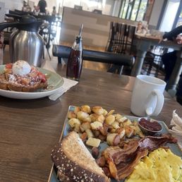 The Traditional with bacon, coffee, Strawberry Tres Leches French Toast The Traditional with bacon, coffee, Strawberry Tres Leches French Toast
