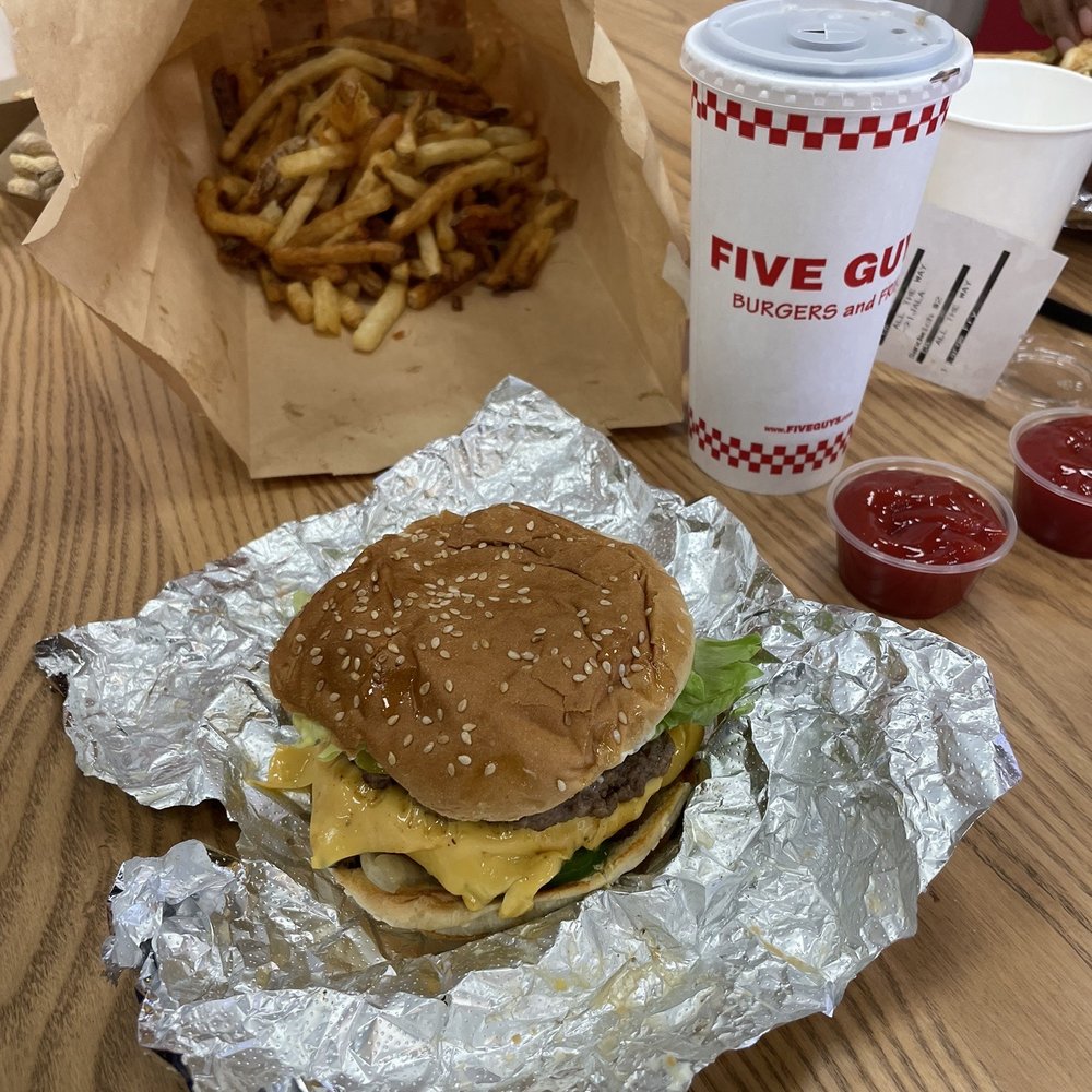 Five Guys - Cheeseburger (All the way w/ jalapeños) - Burgers Near Me - Sandy Springs, Georgia