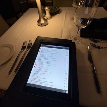 Pacifica Seafood Restaurant - Drink list on iPad - high tech - Seafood Near Me - Palm Desert, California
