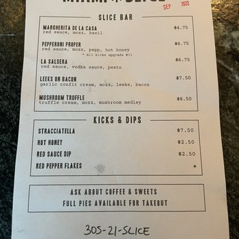 Miami Slice - Menu - Pizza Near Me - Miami, Florida Miami Slice - Menu - Pizza Near Me - Miami, Florida