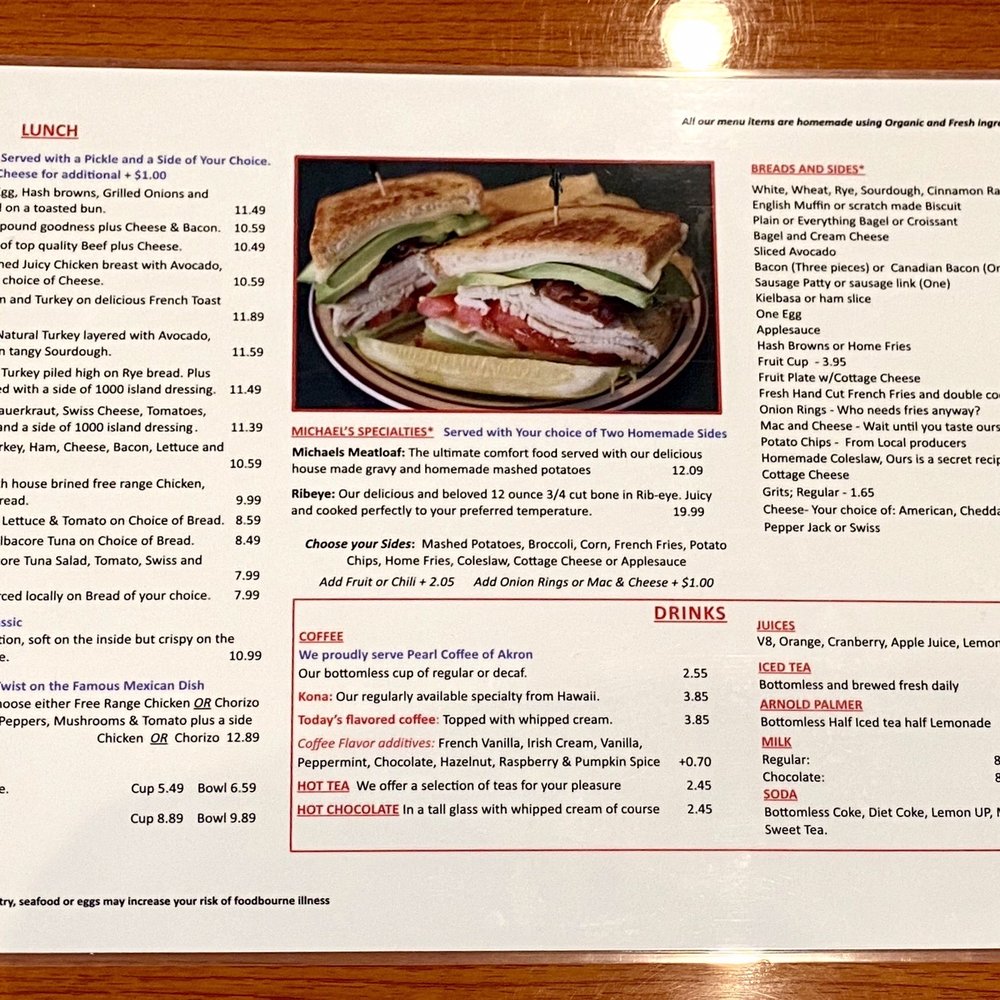 Michael's AM - the menu for the restaurant - Breakfast & Brunch Near Me - Akron, Ohio