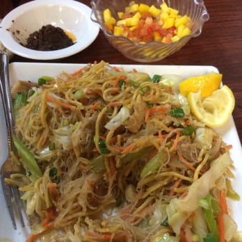 Fil Cuisine - Mix pancit with mango salad and bagoong - Filipino Near Me - Kent, Washington Fil Cuisine - Mix pancit with mango salad and bagoong - Filipino Near Me - Kent, Washington
