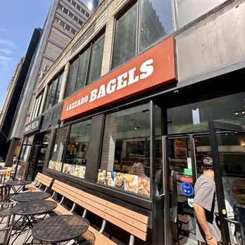 Lazzaro Bagels - View from sidewalk - Pizza Near Me - New York, New York Lazzaro Bagels - View from sidewalk - Pizza Near Me - New York, New York