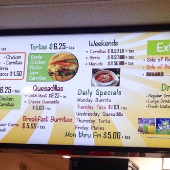 Rivera's Fresh Tacos - Nice and simple menu - Mexican Near Me - Fullerton, California