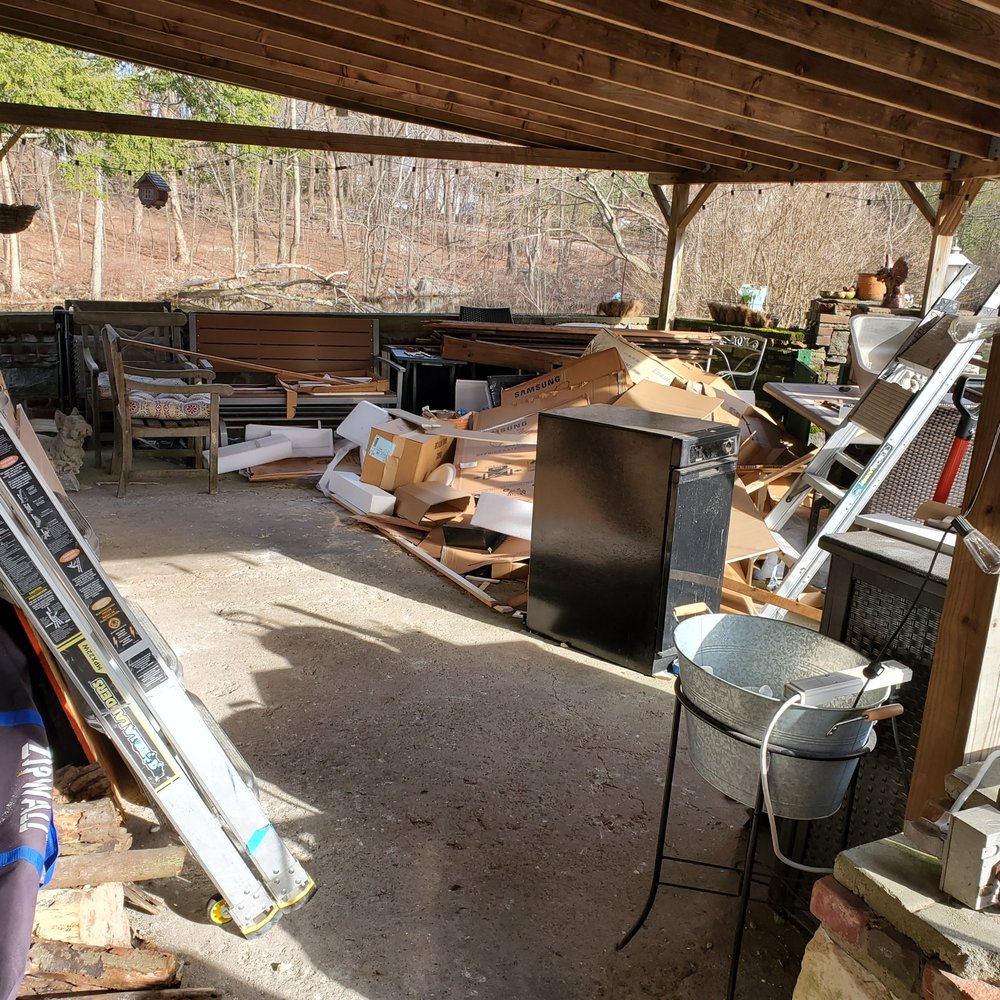 Fisher Building Co - Patio filled with debris that they never bothered to clean up - General Contractors Near Me - Mahopac, New York Fisher Building Co - Patio filled with debris that they never bothered to clean up - General Contractors Near Me - Mahopac, New York