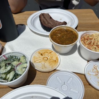Pico’s BBQ - Single sides of creamy cucumbers, pinto beans, and potato salad - Barbeque Near Me - Redwood City , California