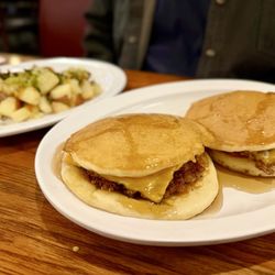 Mile High Cafe - 2 mile high Mc griddles with loaded home fries. Made perfectly for a Sasquatch.