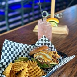 Endzone Bar and Grill - Blacken chicken sandwich with waffle fries