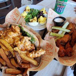 Po Boy Jim Bar & Grill - Devilish Eggs, Wings Flight, Boom Boom chicken and shrimp Po Boy @ Po Boy Jim