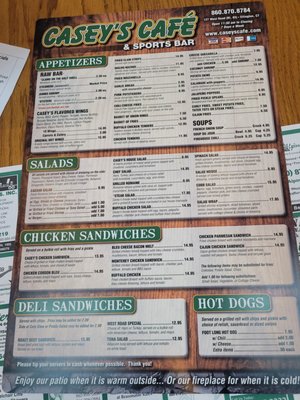 Menu photo 2 Casey's Cafe Ellington, CT Menu photo 2 Casey's Cafe Ellington, CT