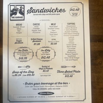 The Garage - Sandwiches Near Me - Birmingham, Alabama