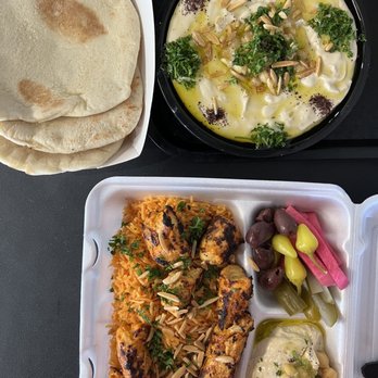 Yafa | Mediterranean Cuisine - Chicken tawook plate and musabaha - Vegetarian Near Me - Riverside, California
