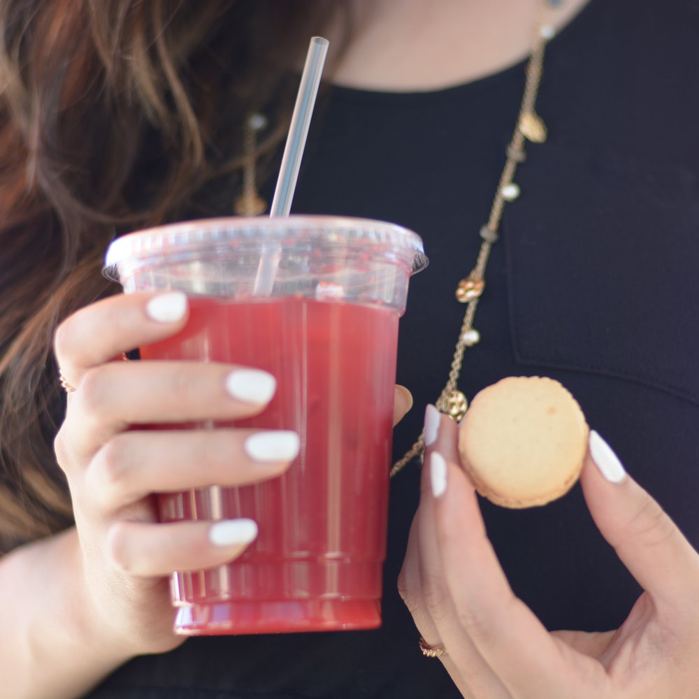 Le Coffee Shop - Blood orange juice and a vanilla macaron. - Breakfast & Brunch Near Me - Temecula, California