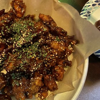 Nolza - Labeled in the menu as the "spicy sweet sauce chicken gizzard" but it's more mini chicken tenders - Pubs Near Me - Buena Park, California Nolza - Labeled in the menu as the "spicy sweet sauce chicken gizzard" but it's more mini chicken tenders - Pubs Near Me - Buena Park, California