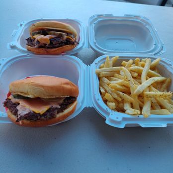 Dough Burger - A single cheeseburger & a double cheese burger with fries - Burgers Near Me - San Jose, California Dough Burger - A single cheeseburger & a double cheese burger with fries - Burgers Near Me - San Jose, California